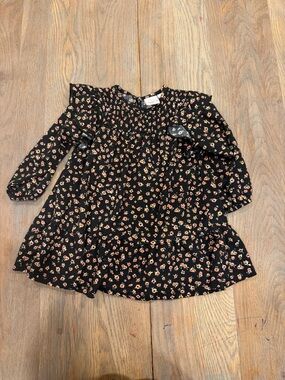 Zara Black Floral Button-Back Dress